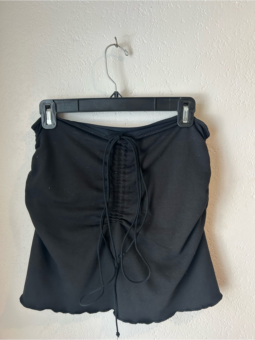 Black Drawstring Ruched Mini Skort